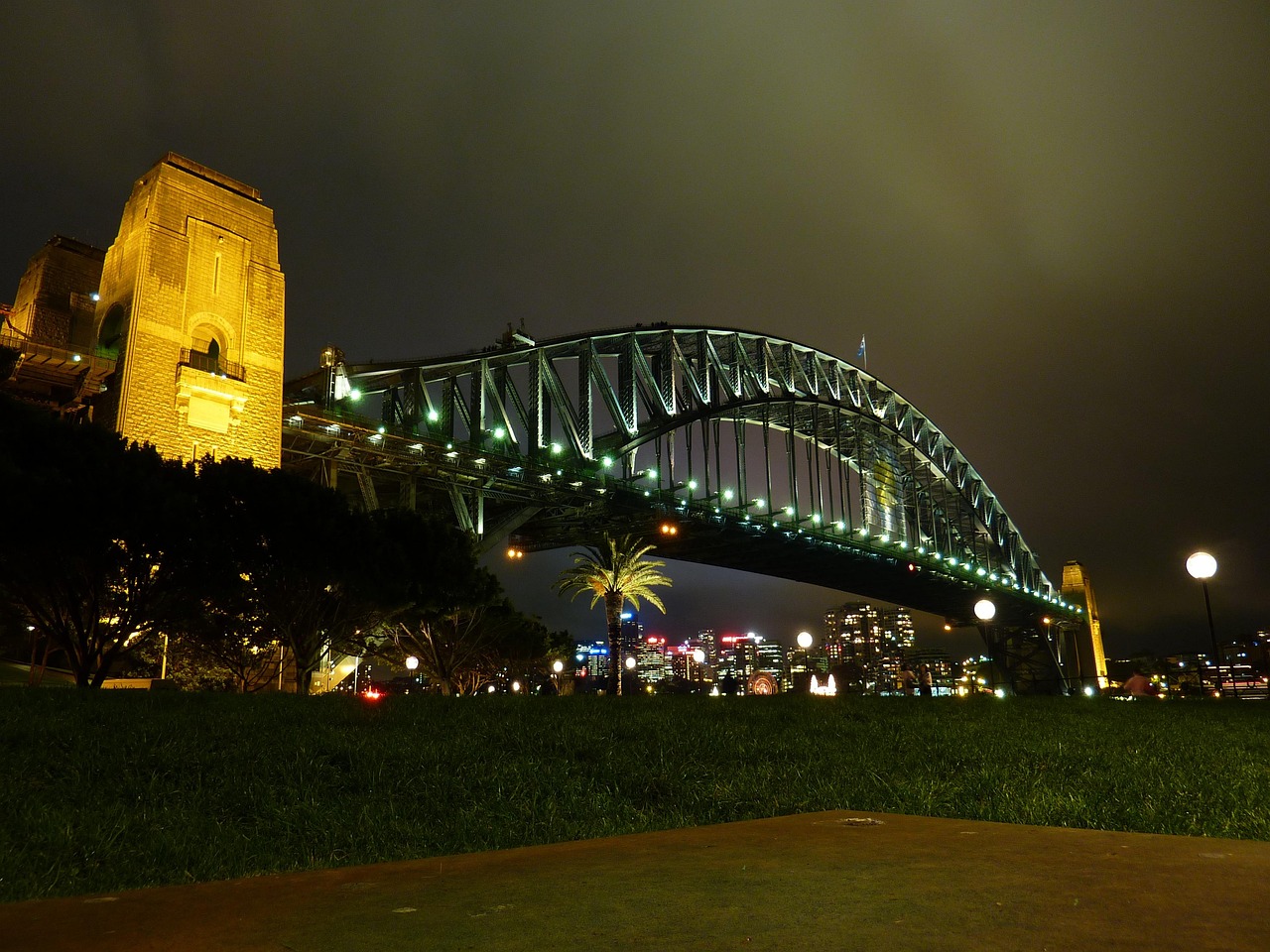 harbour bridge, sydney, night, bridge